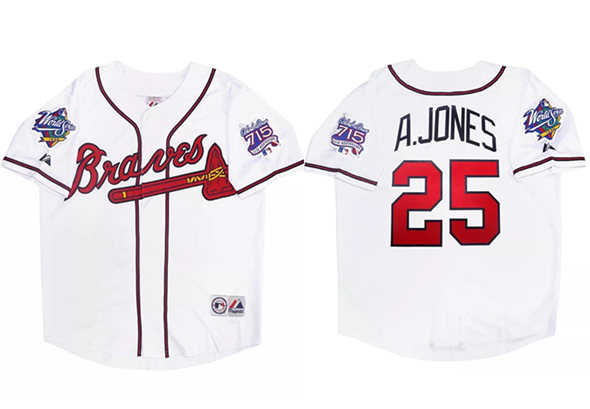 Men's White Atlanta Braves Active Player Custom 1999 World Series Home Stitched Baseball Jersey